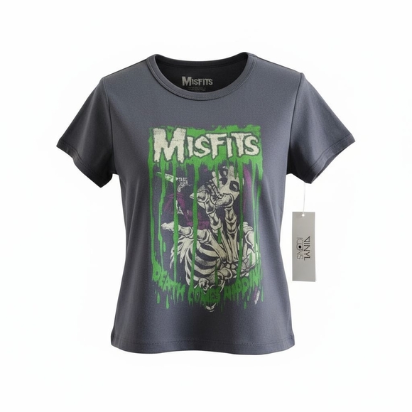 Vinyl Icons Tops - Vinyl Icons 'Misfits' Band Tee Grey Blue Women's Size Medium NWT
